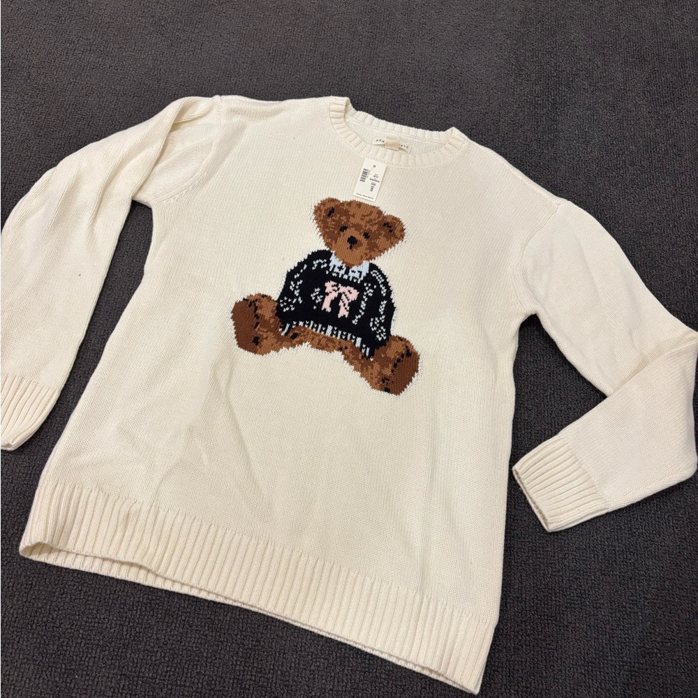 Aeropostale Off-White Knit bear polo Raulph Lauren inspired sweater